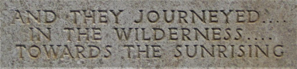 An inscription from a Commonwealth War Graves Commission headstone. Its letter in all capitals. Three lines - two ending with four dots for cadence.