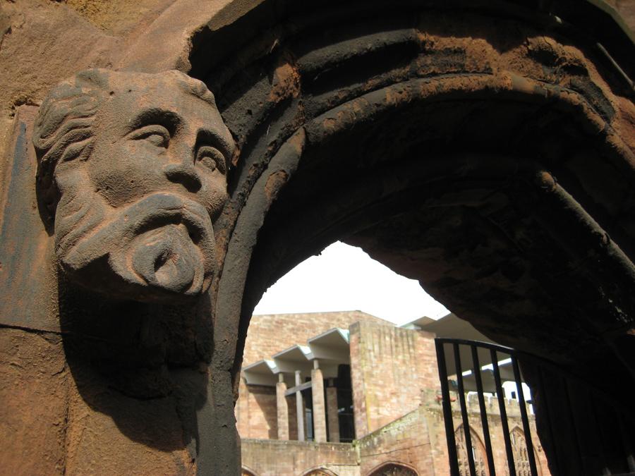 View of sculpture at Coventry Cathedral