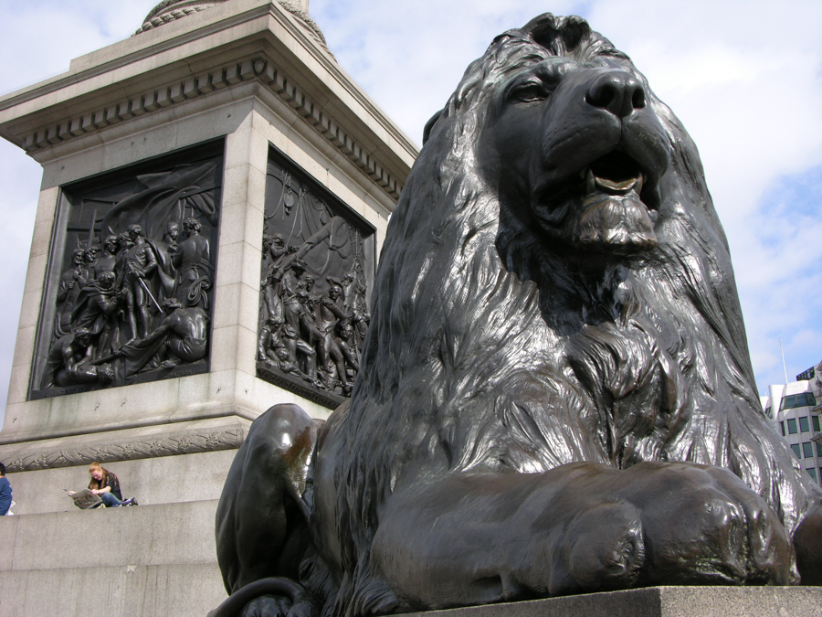 View of lion statue in London