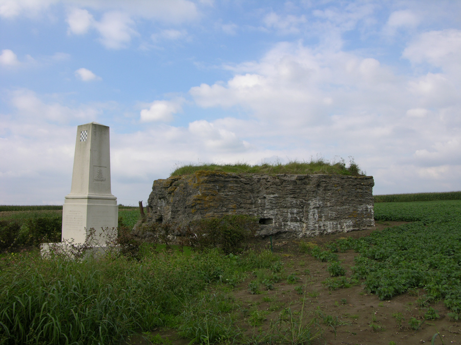 View of bunker in field.