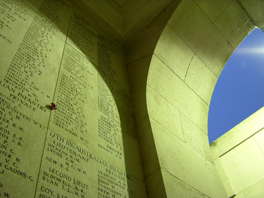 View of the interior of Menin Gate Memorial in Belgium.