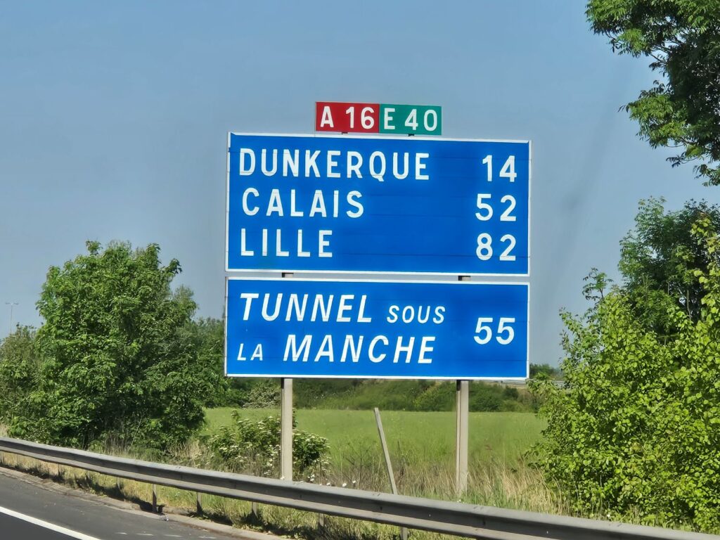 Dunkerque road sign. We are getting close.