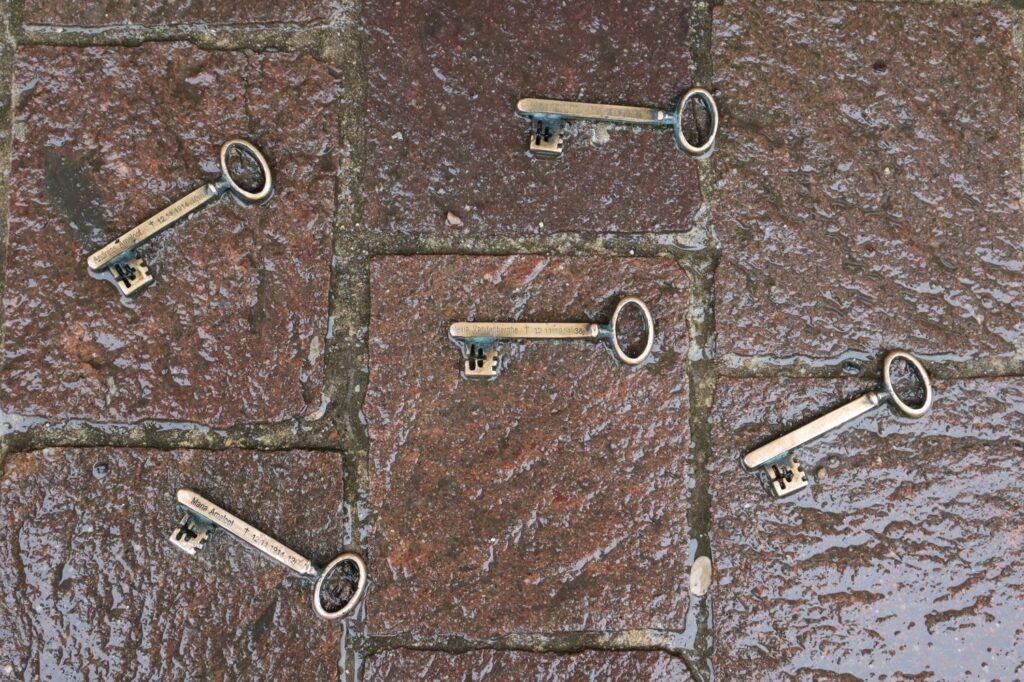 Keys on the sidewalks.
